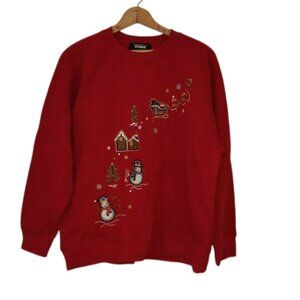 Designers Originals Studio Women's Size XL Embroidered Christmas Sweatshirt